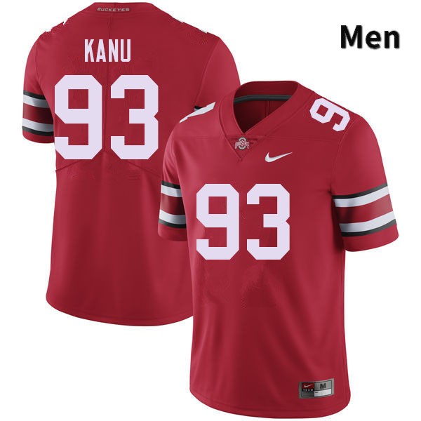 Ohio State Buckeyes Hero Kanu Men's #93 Red Authentic Stitched College Football Jersey